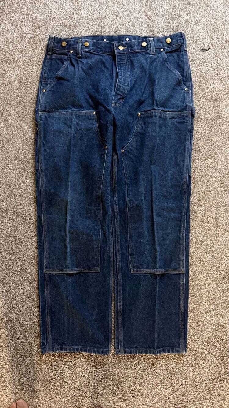 Carhartt B07 DNM Double Knee Original Dungaree Fit Denim Work Pants 38x30